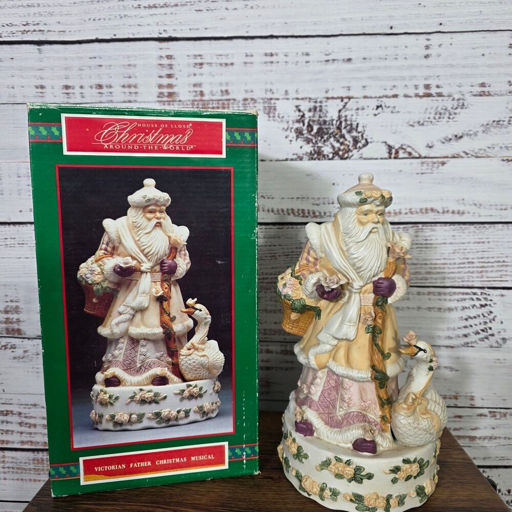 House of Lloyd Victorian Father Christas Figurine Santa Porcelain Music Box